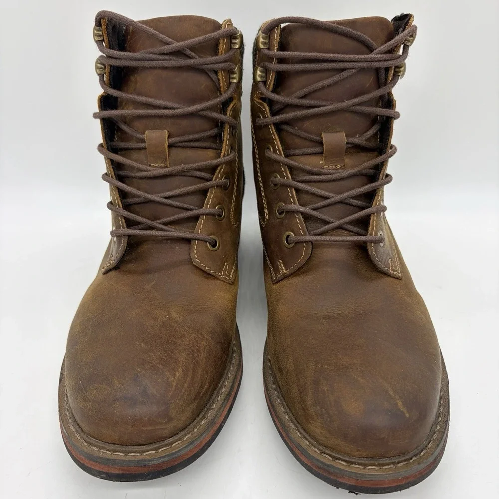 GBX Mens 7.5 Chukka Boots Brown Leather Tweed Corduroy Heel Lug Sole Y2K #135352